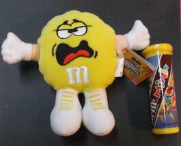 Mars 5&quot; Yellin M&amp;M&#39;s Yellow Swarmees Stuffed Plush Pal with Container - £4.79 GBP