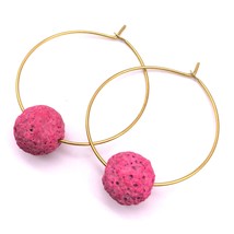 Colorful Lava Stone Bohemia Boho Hoop Earring Bohemia Boho Woman Statement Hoop  - £6.40 GBP