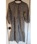 Womens S Old Navy Black White Check Yellow Flower Maxi 3/4 Sleeve Dress - €24,64 EUR