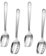 4 Pack Large Serving Spoons Flat Bottom Cooking Slotted Spoon Stainless ... - $35.53 CAD