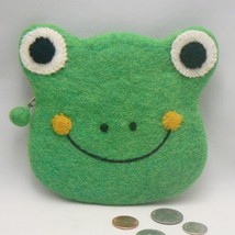 Green Frog Head Felt Felted Coin Change Purse (BN-CHG401) - £9.50 GBP