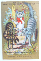 Iserloh Victorian trade card advertising boots shoes cats - £11.25 GBP