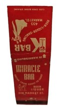 Vintage  Matchcover Harrisburg Pennsylvania Bars K Bar Market St Miracle... - £3.15 GBP
