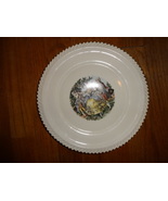 HARKER POTTERY COMPANY fancy dinner plate 22 KARAT GOLD TRIM Godey Courtship