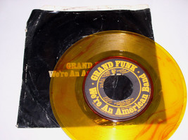 Grand Funk We&#39;re An American Band 45 Rpm Record Picture Sleeve Yellow Vinyl - £12.57 GBP
