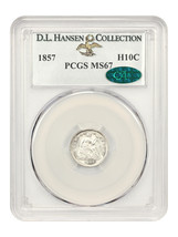 1857 H10C PCGS/CAC MS67 Ex: D.L. Hansen - £2,849.50 GBP