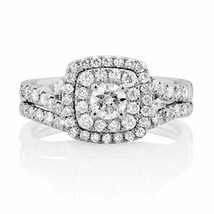 3.CT Simulated Diamond 14K White Gold Plated Engagement Wedding Bridal Ring Set - £109.00 GBP