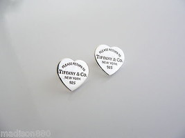 Tiffany &amp; Co Return to Tiffany  Heart Earrings Silver Medium Studs Rare ... - £396.64 GBP
