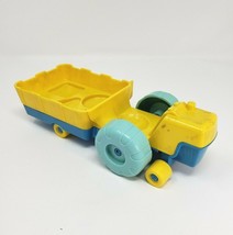Vintage 1988 Playskool Toddler Weebles Farm Barn Blue &amp; Yellow Tractor Toy - £13.52 GBP