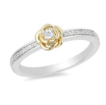 Enchanted Disney Belle Ring, 1/10 Ct. TW. Diamond Rose Ring, 925 Sterling Silver - £51.73 GBP