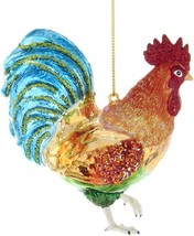 Kurt Adler 3.5-inch Noble Gems Glass Rooster Hanging Ornament - £15.07 GBP