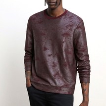 John Varvatos Collection Men's Long Sleeve Crew Foil Printed Sweatshirt Scarlet - £68.93 GBP