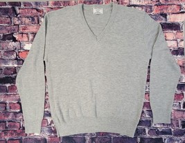 Vintage 80s College Point V Neck Gray Sweater 100% Turbo Acrylic Made US... - £13.86 GBP