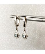 Aquamarine dangle earrings, Sterling Silver everyday earrings with latch... - £191.60 GBP