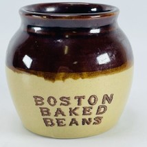 Boston Baked Beans Vintage Stoneware Brown &amp; Cream Crock Ceramic Jar USA - $12.69