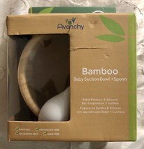 Avanchy Baby Natural Bamboo Suction Bowl + Soft Tip Silicone Spoon Set. BPA Free - £16.04 GBP