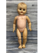 Vtg 50s Baby Doll Uneeda Molded Hair Drink Wet Sleepy Eye 20” Vinyl AS IS - £20.39 GBP