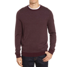 Nordstrom Mens Shop Birdseye Crewneck Sweater Burgundy Sz L $145 - £28.14 GBP