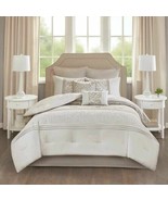 Luxury 8pc Neutral Brown Embroidered Comforter Set AND Decorative Pillow... - $128.69