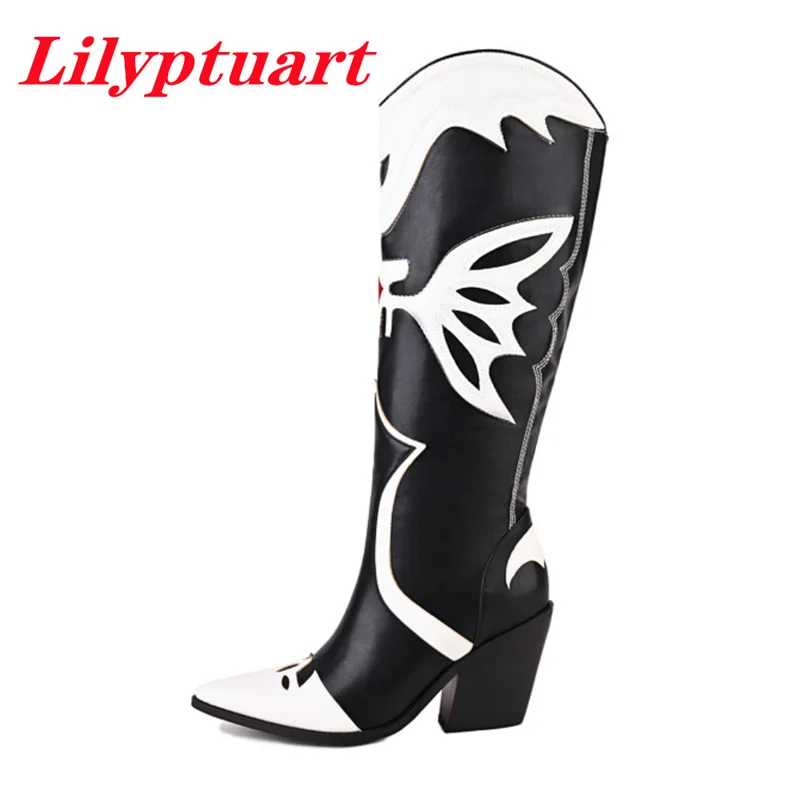 LILYPTUART ZA Boots Woman Winter 2023,  new Clic Mixed Color Pointed Toe Shaped  - £143.22 GBP