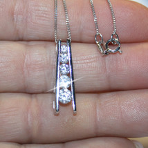 5 Stone Diamond Alternatives Journey Ladder 20mm long Pendant Necklace 1... - $68.59
