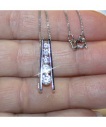 5 Stone Diamond Alternatives Journey Ladder 20mm long Pendant Necklace 1... - £54.96 GBP
