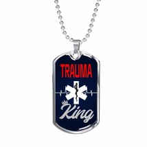 Trauma King Medical Worker Necklace Stainless Steel or 18k Gold Dog Tag W 24&quot; - £37.92 GBP+