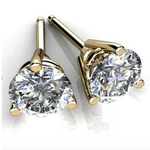 Véritable 2 CT Rond Solitaire Moissanite Clou Boucles 14K Argent Plaqué or Jaune - £315.61 GBP