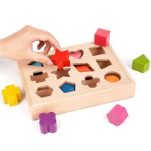 Wooden Shape Color Sorting Toy For Toddler 1-3 Year Old Matching Box Game Puzzle - £30.36 GBP