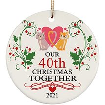 hdhshop24 Our 40 Years Anniversary Cat Couple in Love 2021 Ornament 40th Wedding - £15.87 GBP