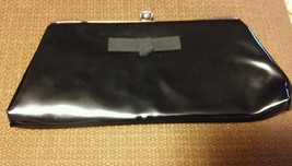 015 Vintage Shiny Black Clutch Style Evening Purse Bag Vinyl? - £9.27 GBP