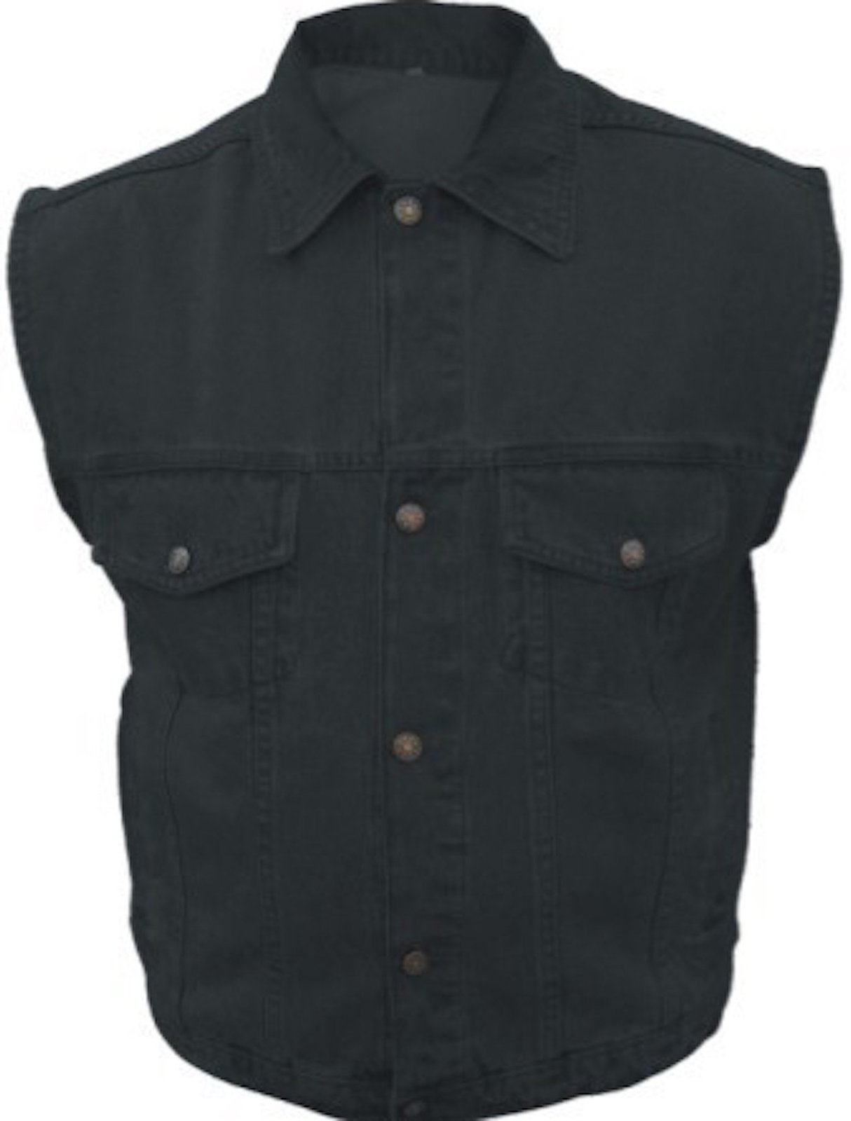 Allstate Leather Men's 14.5oz. Denim Vest with Collar in Black S Black - £39.77 GBP