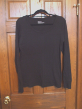 Mossimo Black Long Sleeve Round Neck Pullover Stretch Knit Top - Size XL - £11.67 GBP