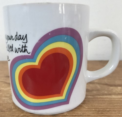 Vintage Avon Easter 1983 Rainbow Heart The Love Mug Coffee Cup Porcelain - $24.74