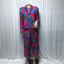 Susan Graver 80s 2-Piece Size Large Jacket Wide Leg Crop Pants VTG with ... - $63.70