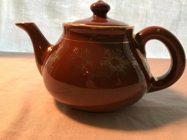 Vintage Weller Pottery Teapot Brown wiht Gold Decoration 5&quot; H - £16.05 GBP