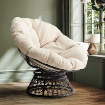 Bme Ergonomic Wicker Papasan Chair With Soft Thick Density Fabric Cushion, High - £155.06 GBP