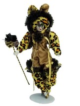 White Mardi Gras Jester Doll 14&quot; Leopard with stand - £15.65 GBP