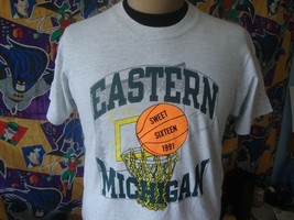 Vintage Eastern Michigan Hurons Basketball 1991 Sweet Sixteen T Shirt M  - £43.52 GBP