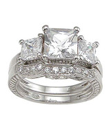 1.75 CT Princess Cut Wedding Band Engagement Ring Set Bridal Silver Size... - €51,39 EUR
