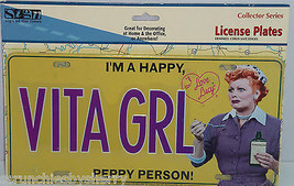 I Love Lucy Metal License Plate Tag Vita GRL I&#39;m A Happy Peppy Person Ball - £23.55 GBP