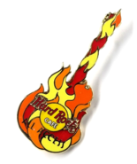 Hard Rock Cafe All Access Frame Flaming Guitar Fire Enamel Pin Red Orang... - $226.26 MXN
