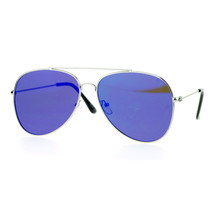 Super Flat Lens Silver Aviator Sunglasses Unisex Thin Metal Frame - £8.81 GBP