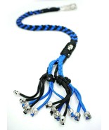 Paracord Motorcycle Biker Whip Get Back whip Metal Skulls 36&quot; BLUE / BLACK - $40.73 CAD