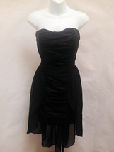 Love Culture XS Dress Black Taffeta Strapless Ruched Bodycon Sheer Hi Lo - £13.16 GBP