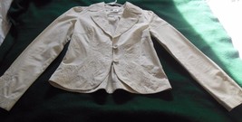 White House Black Market Women&#39;s Off White Jacket Size 4 100% Cotton Floral - £37.89 GBP