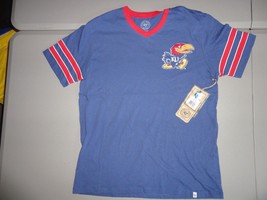 NWT Blue Kansas Jayhawks NCAA Embroidered Ringer Powerhouse T Shirt Adult M NICE - £26.84 GBP