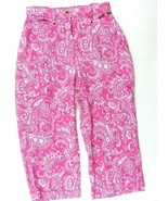 Allison Daley Pink &amp; White Paisley Capri Pants 8 Womens Crop - $9.00