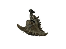 Silver Painted Resin Mermaid On Seashell Statue Fantasy Nautical Art Figurine  - £35.15 GBP