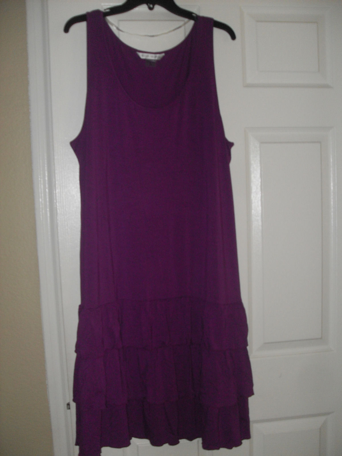 Peter Nygard New Womens Purple Sleeveless Frilly Tiered Tank Stretchy Dr... - $18.98
